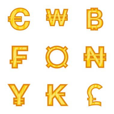 Para Icons set, karikatür tarzı