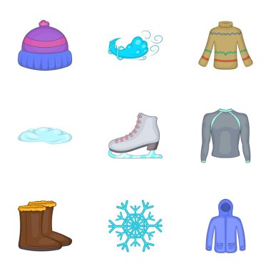 Icons set giyim, karikatür tarzı