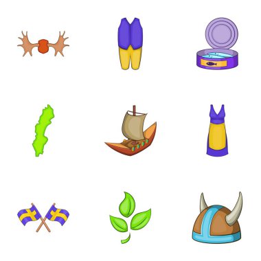 İsveç Icons set, karikatür tarzı tatil