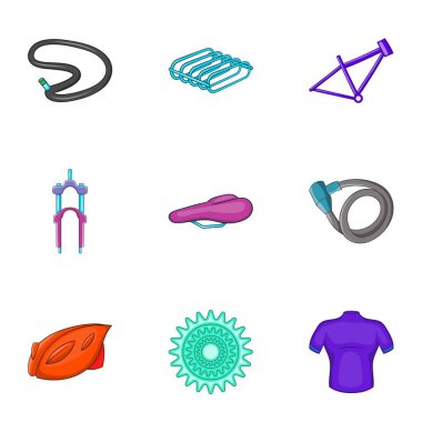 Icons set bisiklet, karikatür tarzı