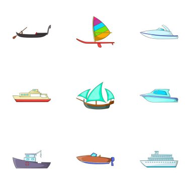 Deniz taşımacılığı Icons set, karikatür tarzı
