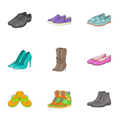 Ayakkabı Icons set, karikatür tarzı tür