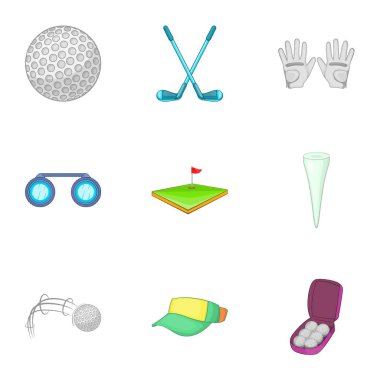 Etkin golf Icons set, karikatür tarzı