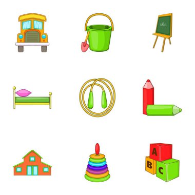 Okul simgeler ayarla, tarzı çizgi film