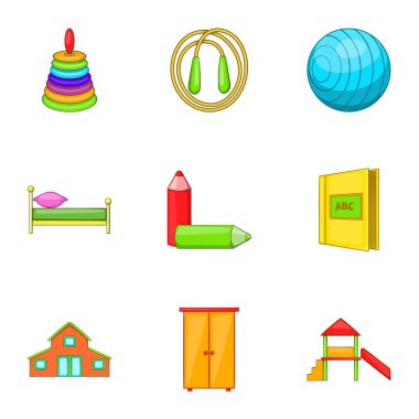 Icons set öğretim, karikatür tarzı