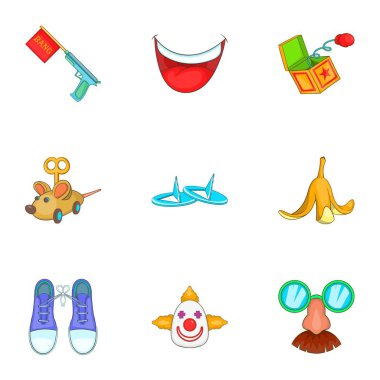 İlk Nisan Icons set, karikatür tarzı