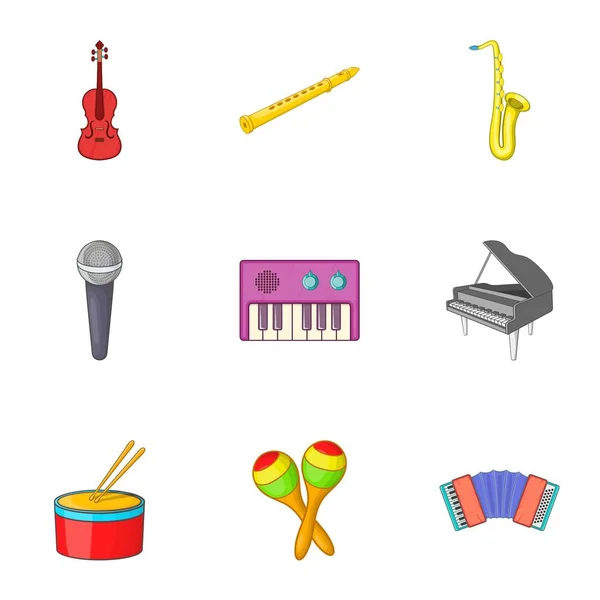 Set von Musikinstrumenten-Icons, Cartoon-Stil — Stockvektor