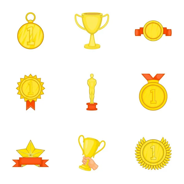 Rewarding icons set, cartoon style — Stock Vector