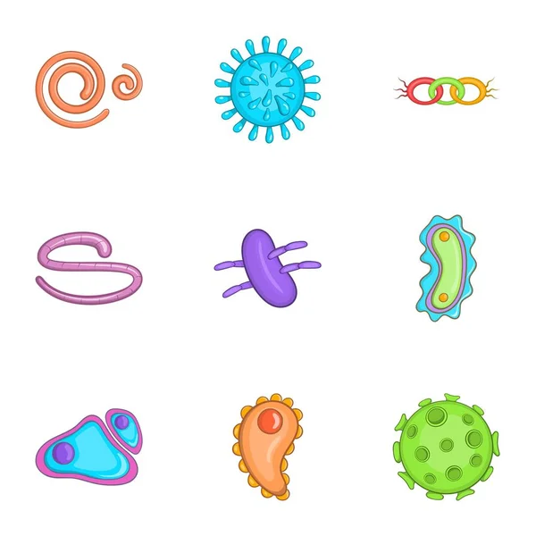 Viruses icons set, cartoon style — Stock Vector