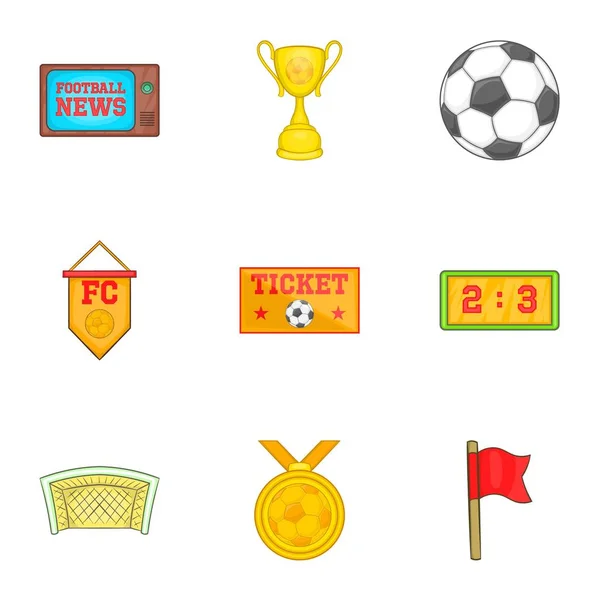 Ensemble d'icônes de football, style dessin animé — Image vectorielle