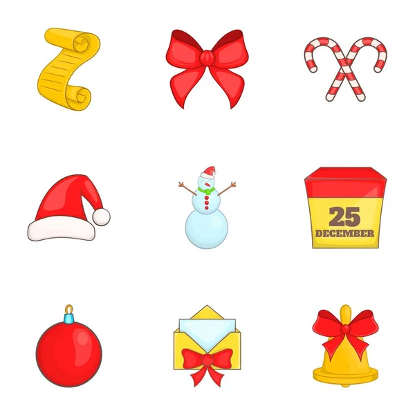 Christmas Icons set, karikatür tarzı — Stok Vektör