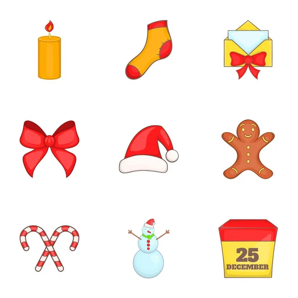 Conjunto de ícones de Natal, estilo cartoon —  Vetores de Stock