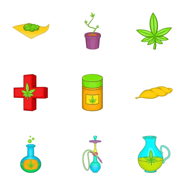 Conjunto de ícones de ervas daninhas, estilo cartoon — Vetor de Stock