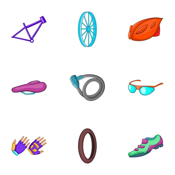 Kerékpár ikonok beállítása, rajzfilm stílusú — Stock Vector