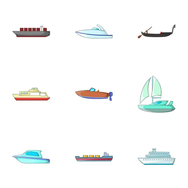 Ocean transportu zestaw ikon, stylu cartoon — Wektor stockowy