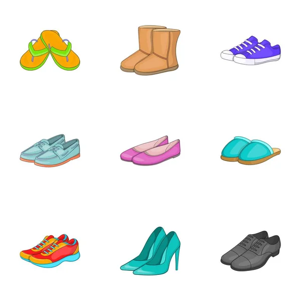 Shoes icons set, cartoon style — Stock Vector