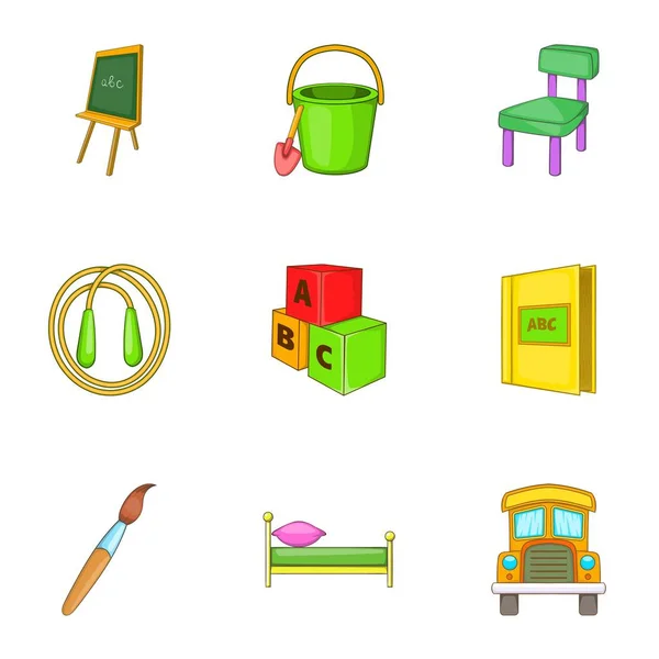 Education of child icons set, cartoon style — Stock Vector