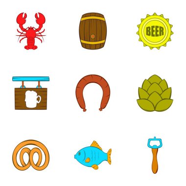 Bira Icons set, karikatür tarzı