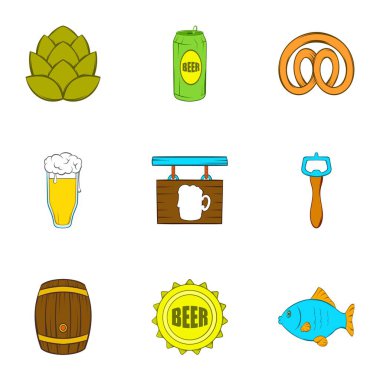 Alkollü içecek Icons set, karikatür tarzı