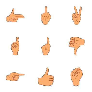 Parmak Icons set, karikatür tarzı