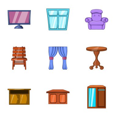 Ev ortamı Icons set, karikatür tarzı