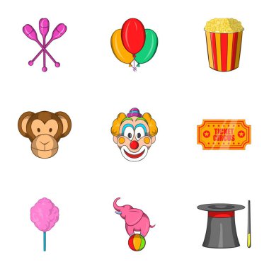 Sirk Icons set, karikatür tarzı