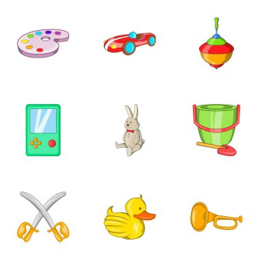 Çocuk oyun Icons set, karikatür tarzı