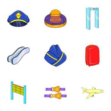 Havaalanı iade Icons set, karikatür tarzı