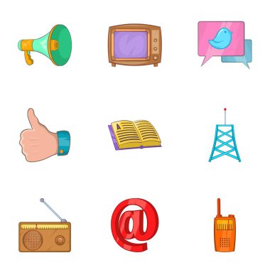 Haberler Icons set, karikatür tarzı