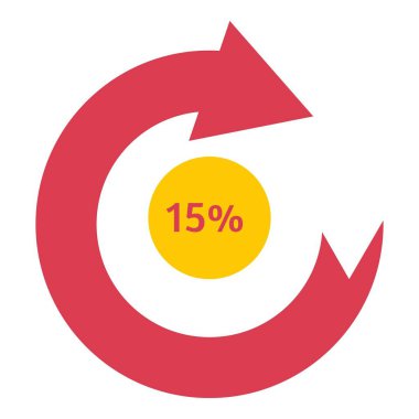 Loading circle 15 percent icon, flat style clipart