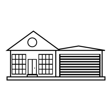 Büyük ev Garaj simgesi, anahat stili ile