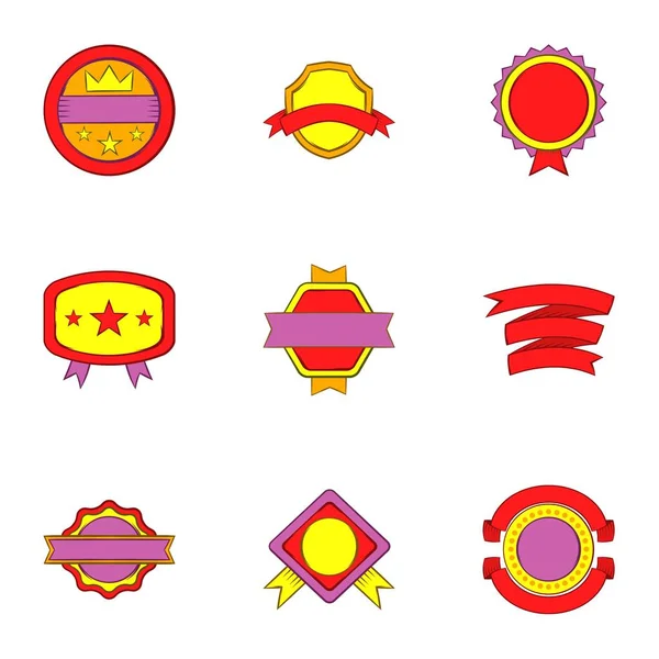 Conjunto de iconos de insignia, estilo de dibujos animados — Vector de stock