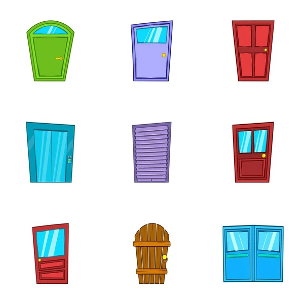 Barrière iconen set, cartoon stijl — Stockvector