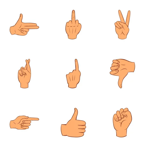 Finger Icons Set, Cartoon-Stil — Stockvektor