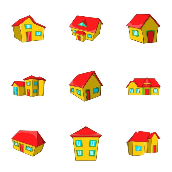 Dwelling icons set, cartoon style — Stock Vector