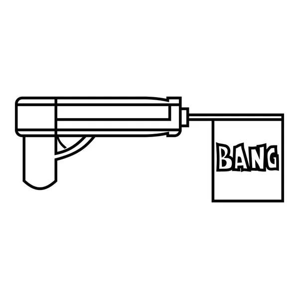 Pistole mit Flagge Spielzeug-Symbol, Outline-Stil — Stockvektor