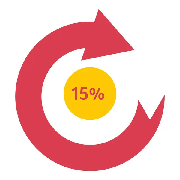 Círculo de carregamento ícone de 15 por cento, estilo plano — Vetor de Stock
