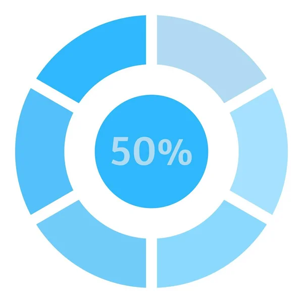 Carregamento de círculo, ícone de 50%, estilo plano — Vetor de Stock