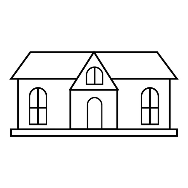 Cottage house icon, outline style — Stock Vector