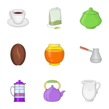 İçki Icons set, karikatür tarzı