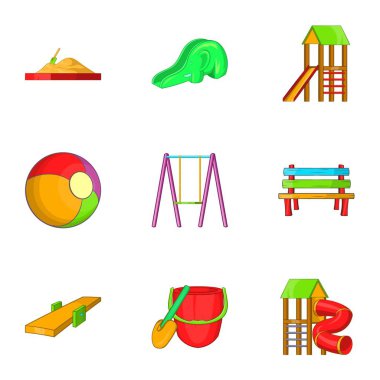 Eğlence çocuk simgeler kümesi, karikatür tarzı için