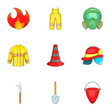 Ateşli meslek Icons set, karikatür tarzı