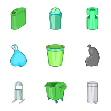 Çöp Icons set, karikatür tarzı için kapasitesi