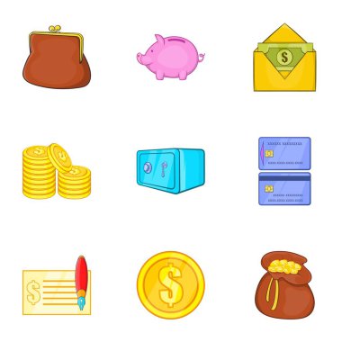 Para Icons set, karikatür tarzı