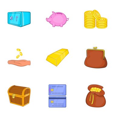 Finans Icons set, karikatür tarzı