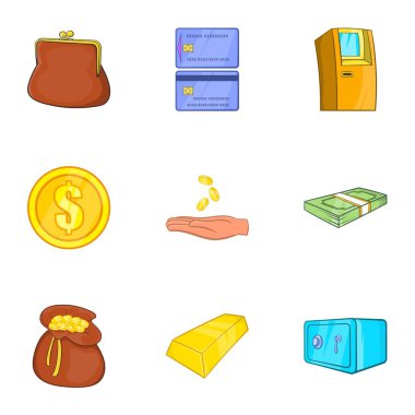 Icons set finansman, karikatür tarzı