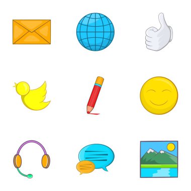 Web iletişim Icons set, karikatür tarzı