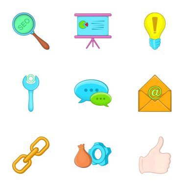 SEO Icons set, karikatür tarzı