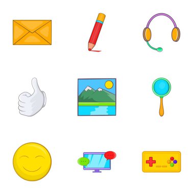 Web iletileri Icons set, karikatür tarzı
