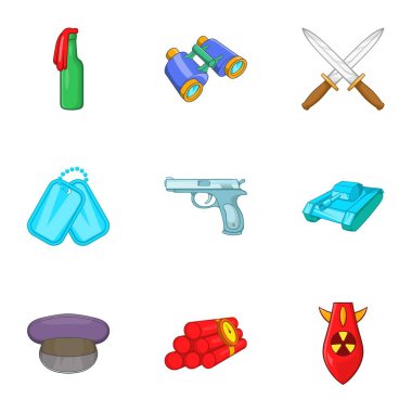 Askeri silah Icons set, karikatür tarzı